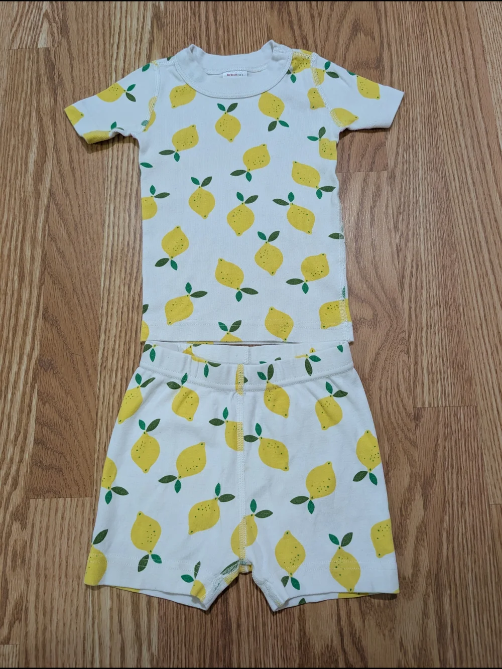 Hanna Andersson Lemon Short Sleeve Pajama Set 80/85 2T Organic Cotton